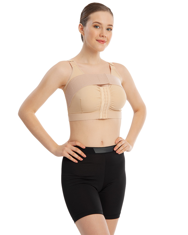 Compression Vest Surgical Bra with Implant Stabilizer and Sleeves